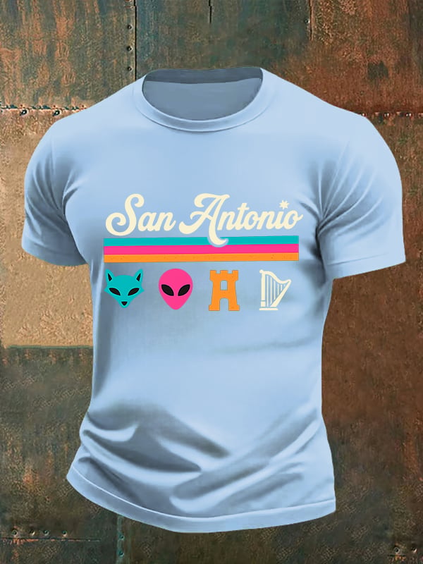 Men's San Print Round Neck T-shirt