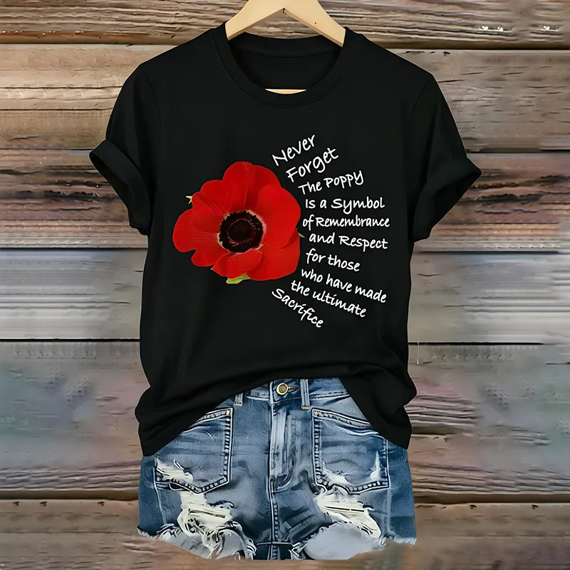 Women's "Red Friday" Poppy Commemorative Crew-Neck T-Shirt