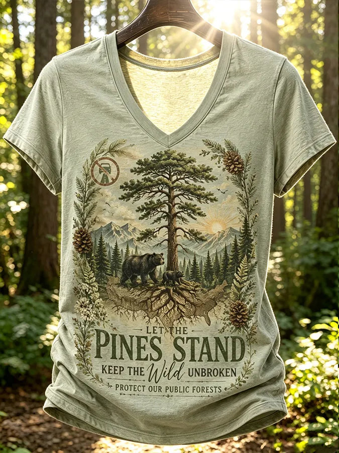 Women's Retro May The Forest Be With You Print T-Shirt