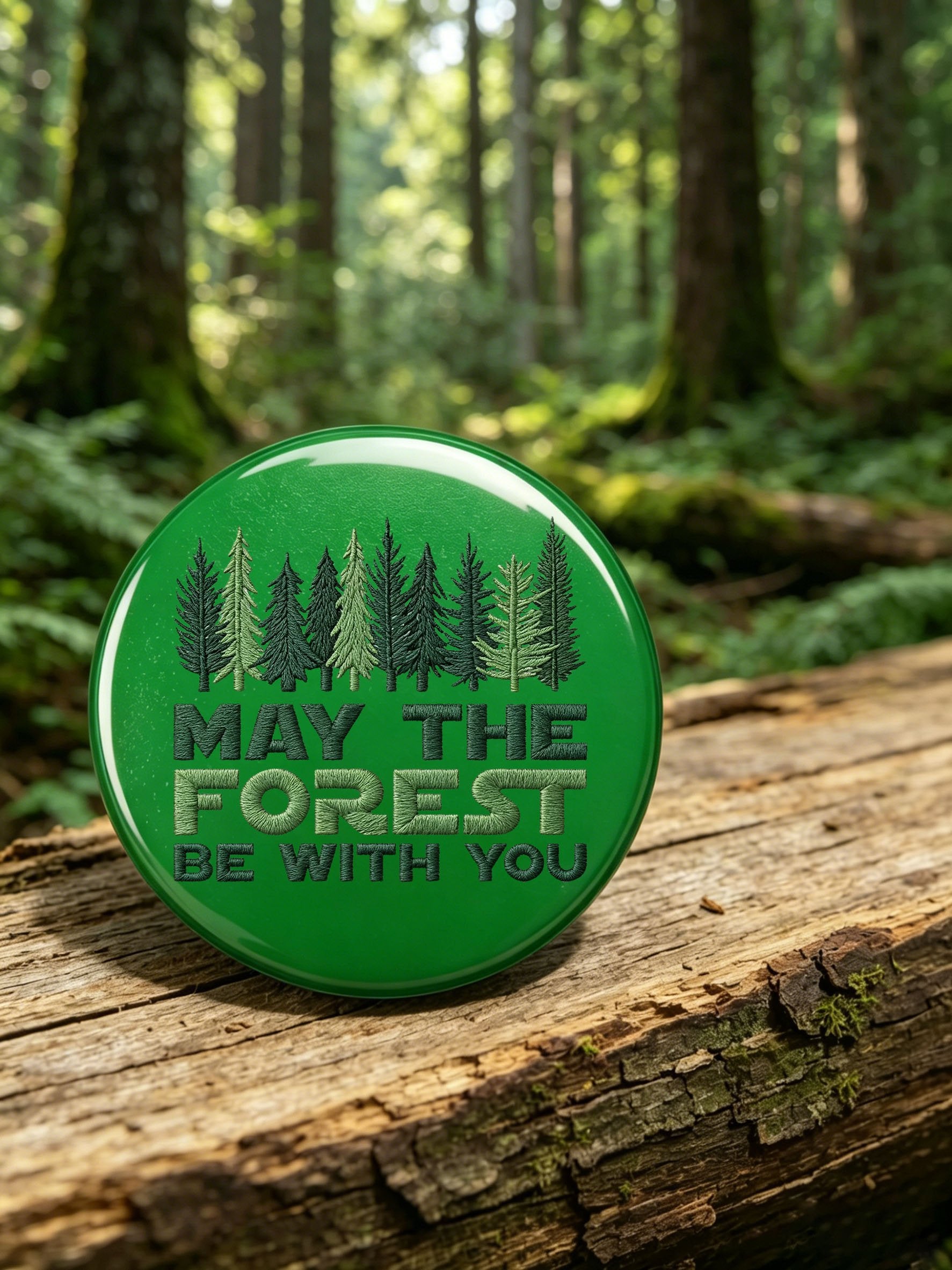 Unisex Retro May The Forest Be With You Pin-Back Button