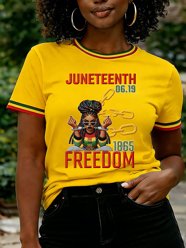 Women's Juneteenth Freedom Art Print Casual T-Shirt