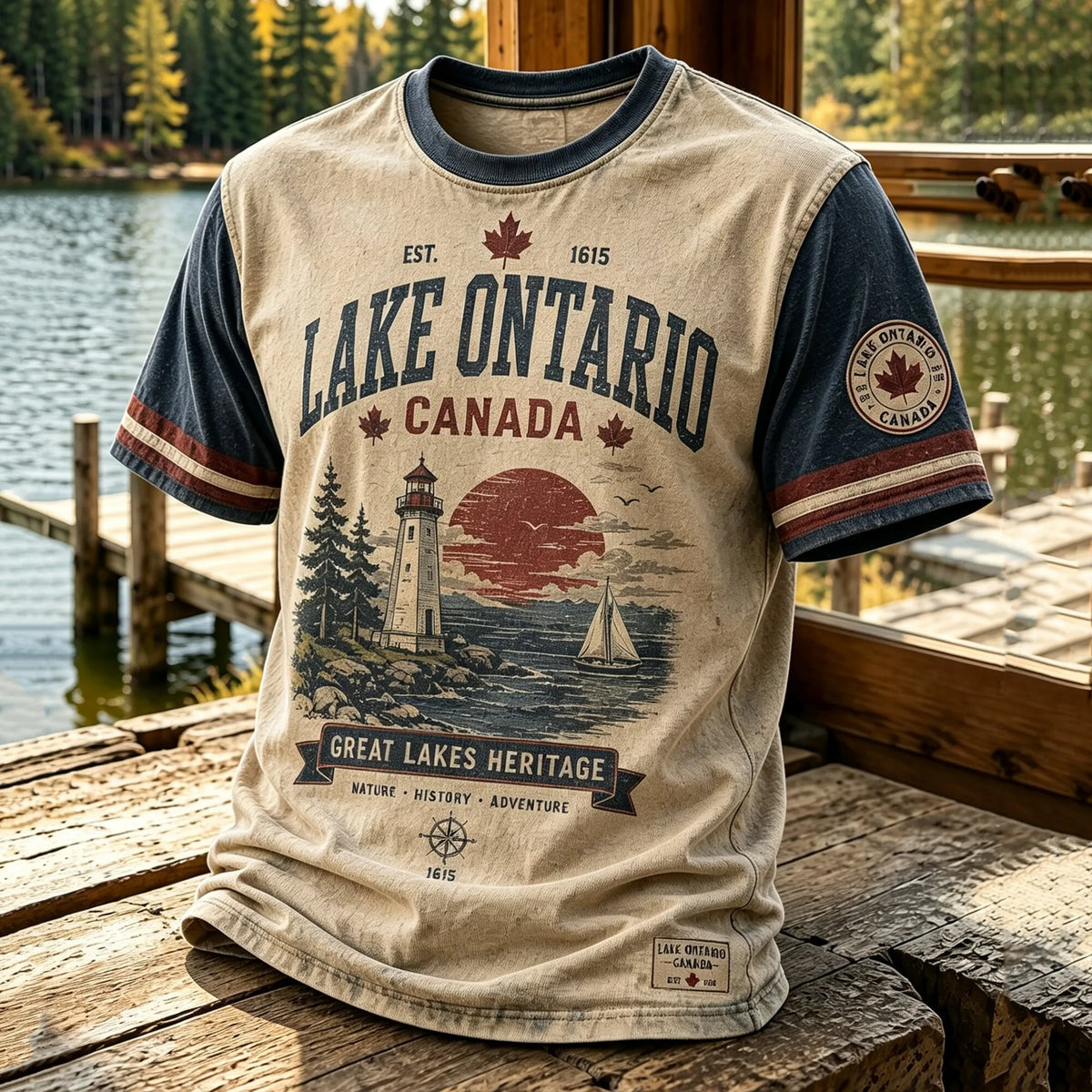 Men's 1615 Ontario Canada Print Casual Crew Neck T-shirt