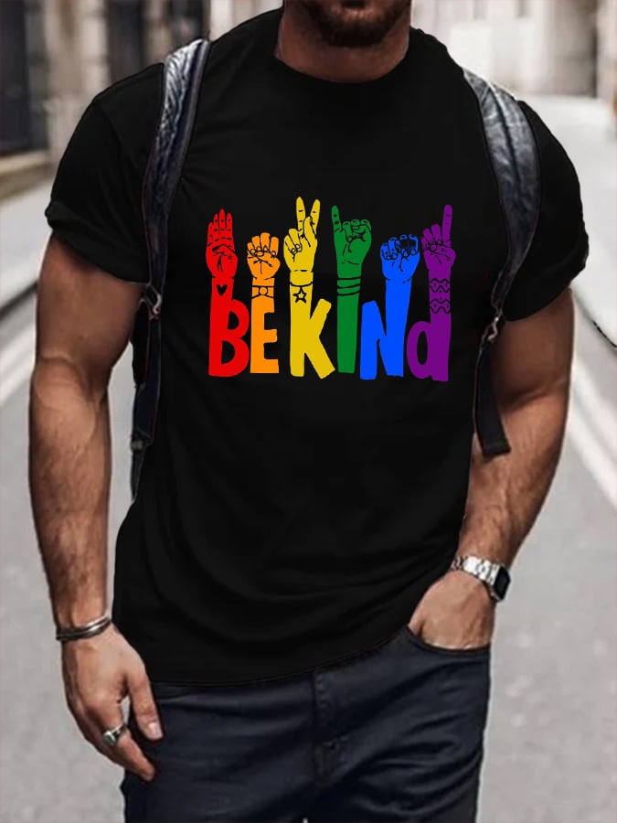 Men'S Be Kind Rainbow Print T-shirt