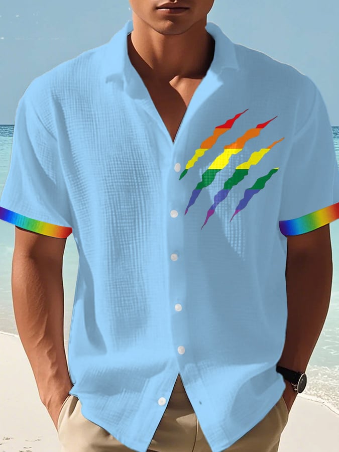 Men's Gay Pride Print Waffle Shirt