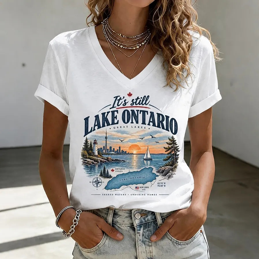 Women's Lake Ontario Art Print Casual T-shirt