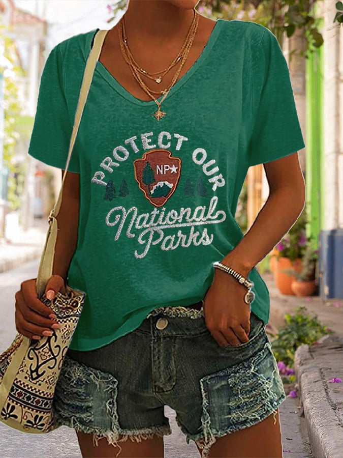 Women's Fashion Casual National Park Protection T-Shirt