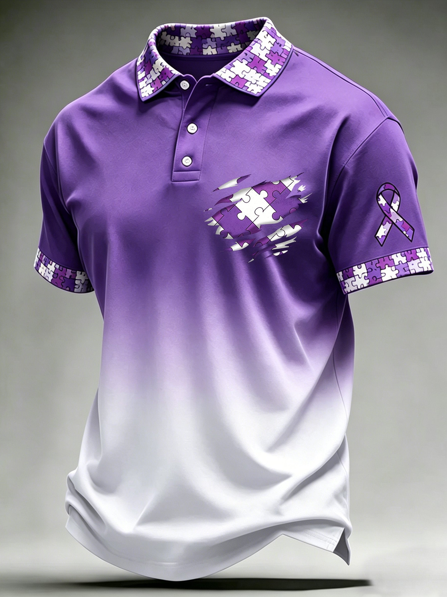 Men's Alzheimer's Awareness Printed Polo Shirt
