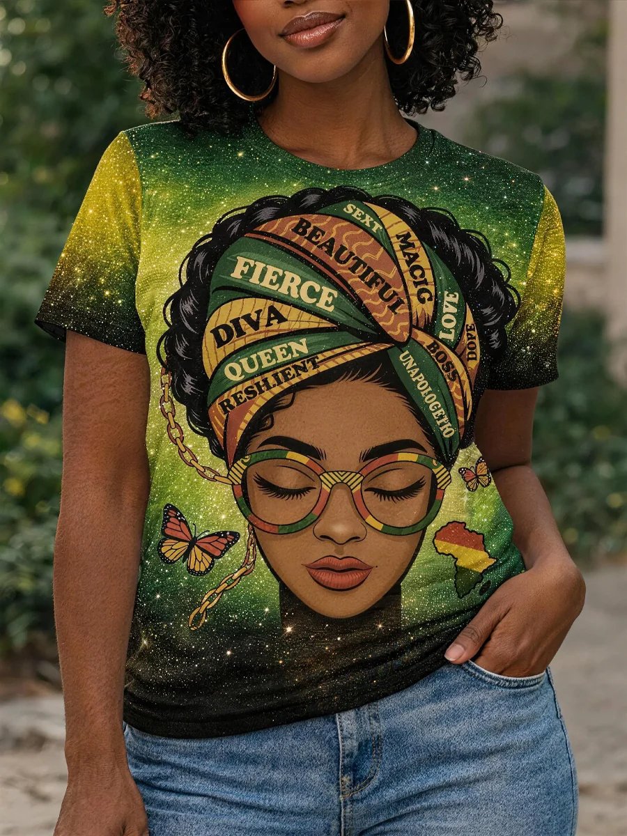 Women's Juneteenth Print Casual T-shirt