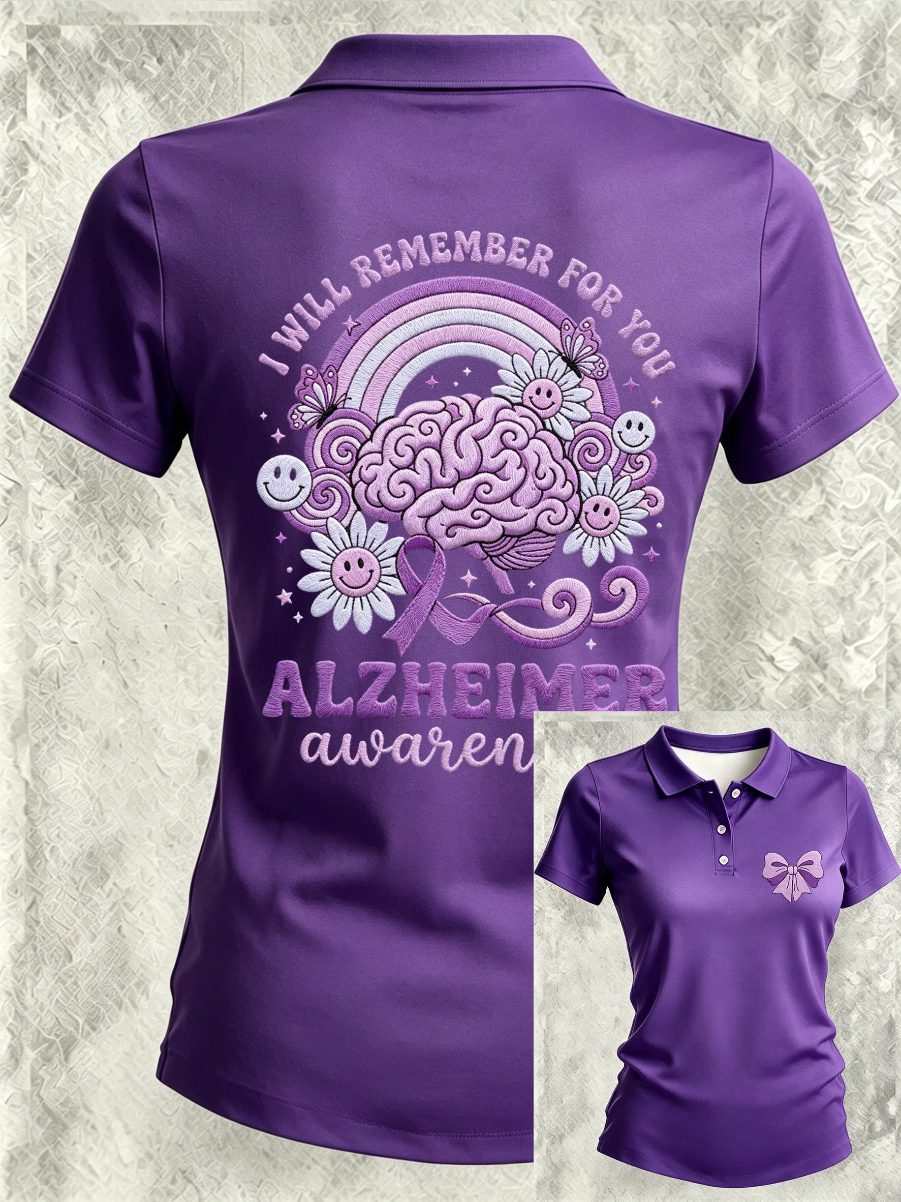 Women's Alzheimer's Awareness Print Polo Shirt