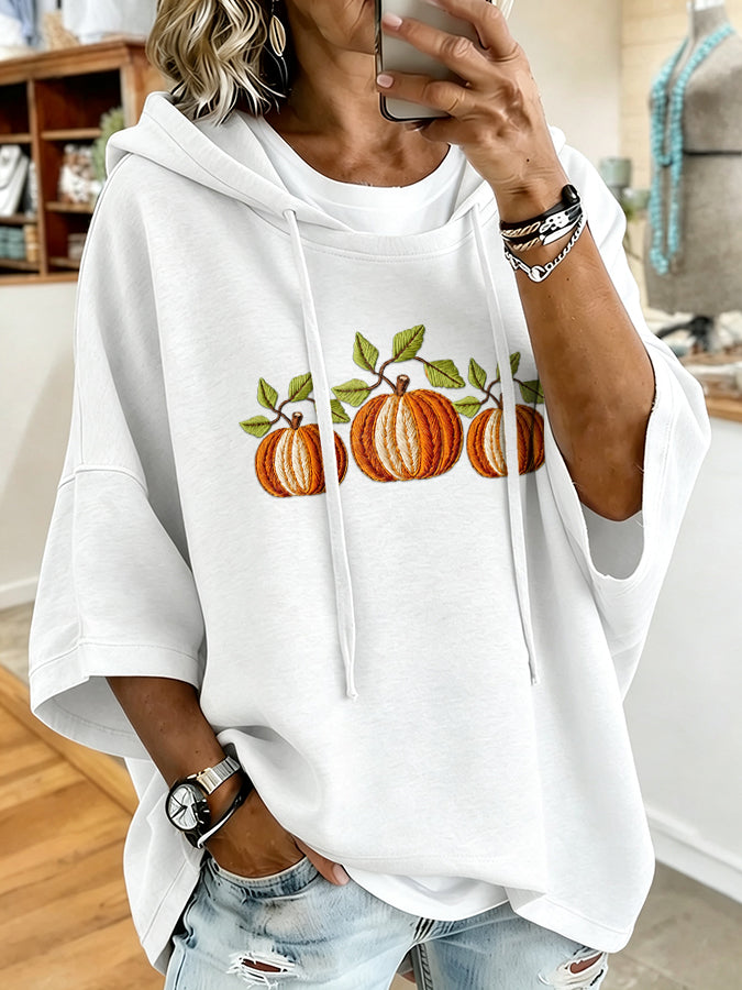 Women'S Casual Pumpkin Print Hoodie