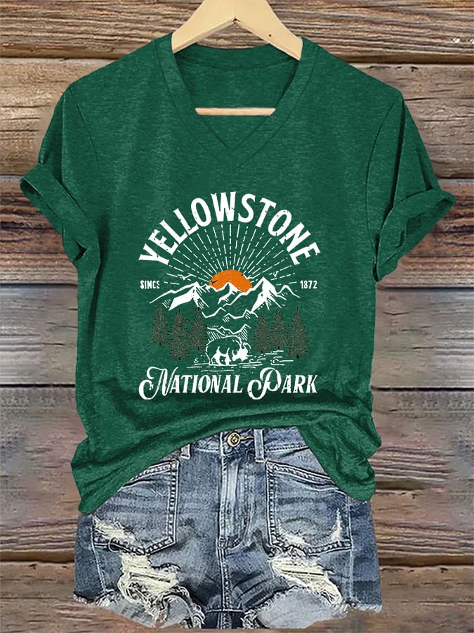 Women's National Park Print Casual T-Shirt