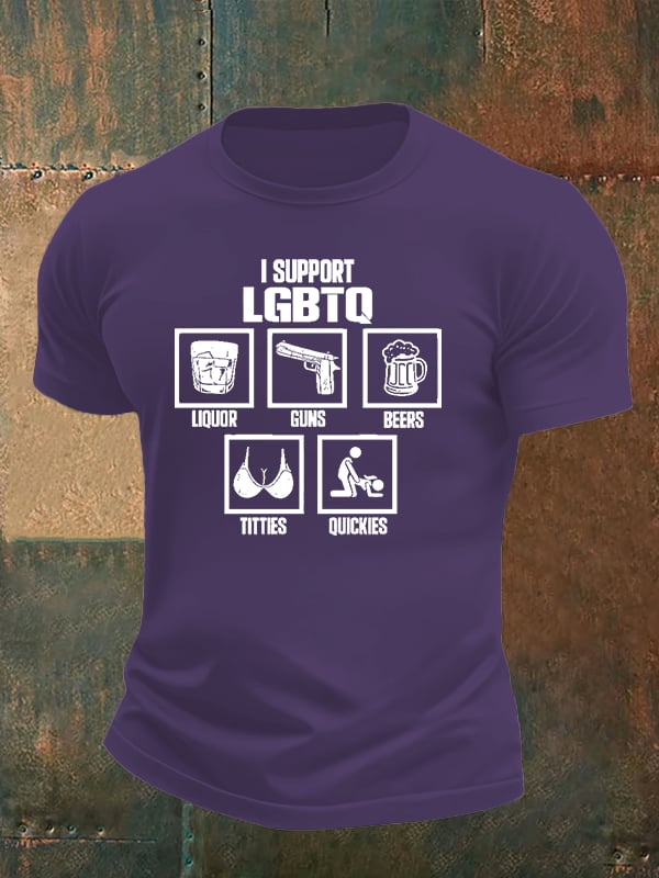 Men's  I SUPPORT LGBTQ Printed T-Shirt