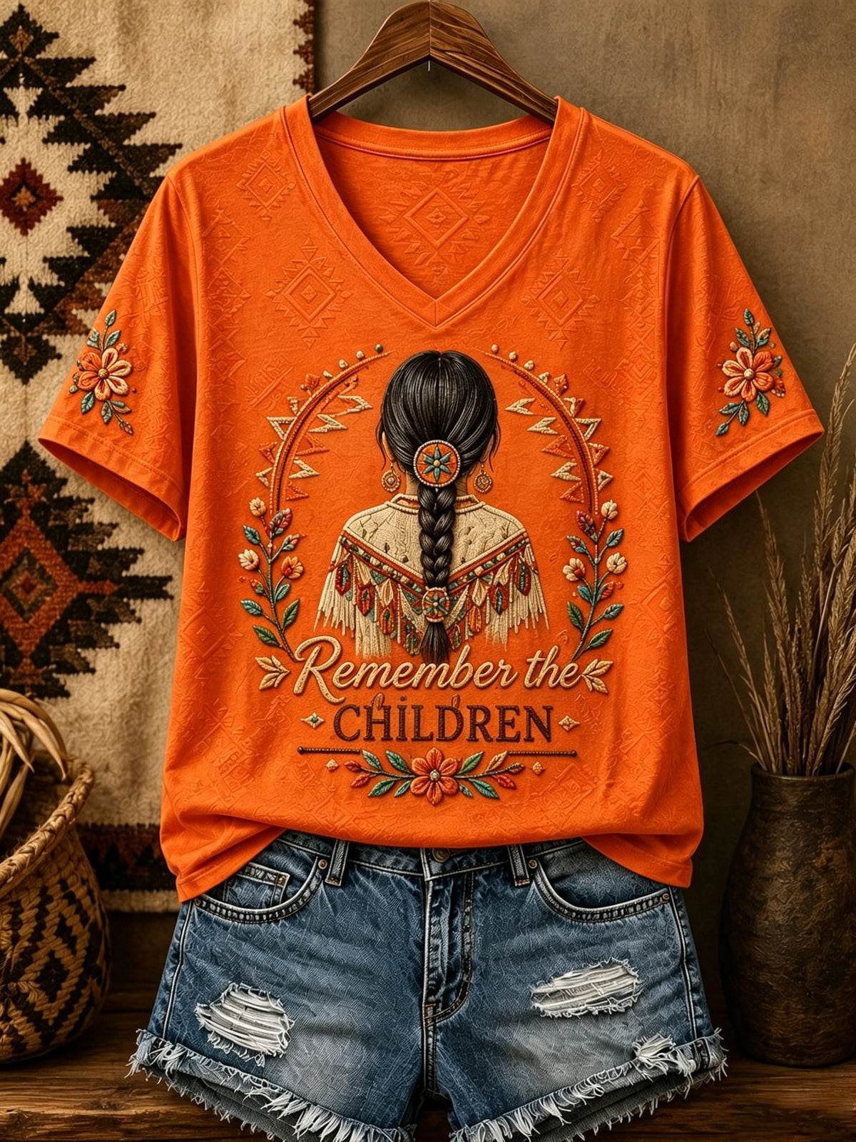 Women's Orange Shirt Day Print Casual T-shirt