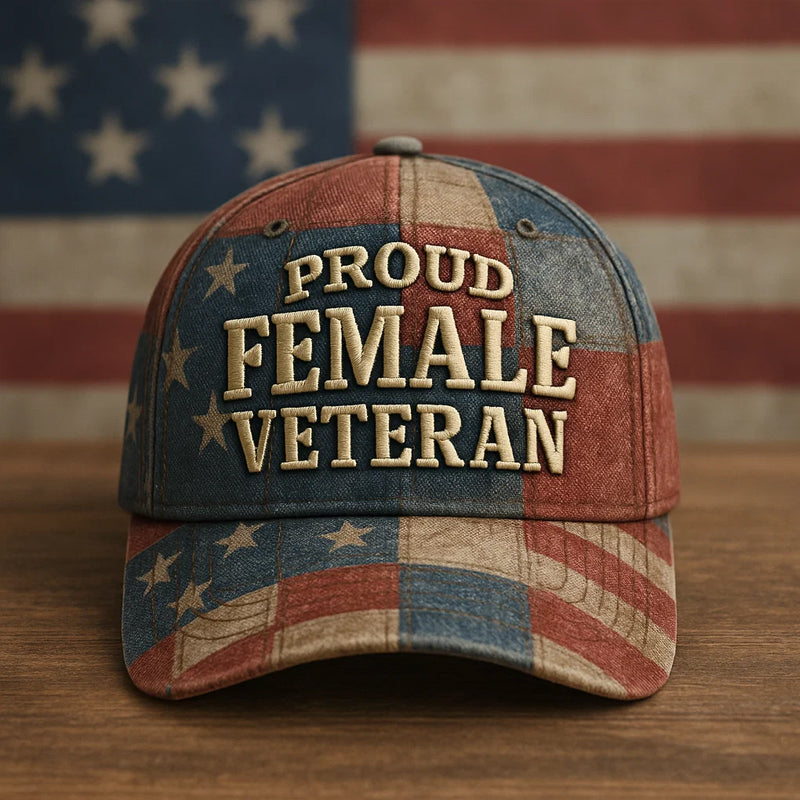 Proud Female Veteran Printed Hat