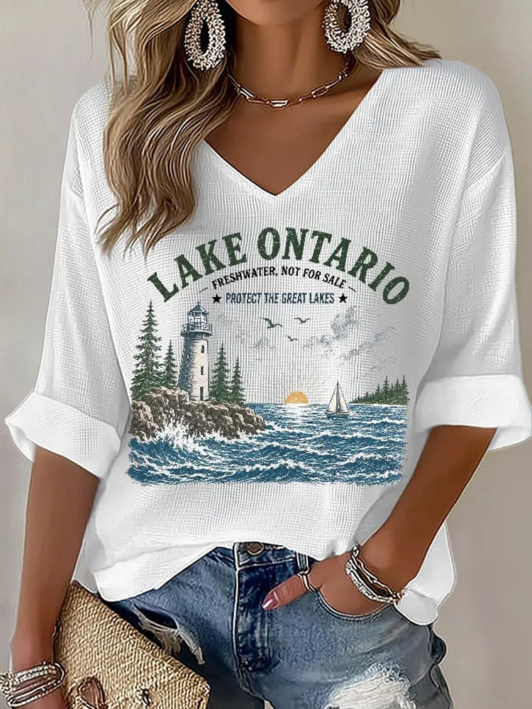 Women’s Lake Ontario Printed Casual T-shirt