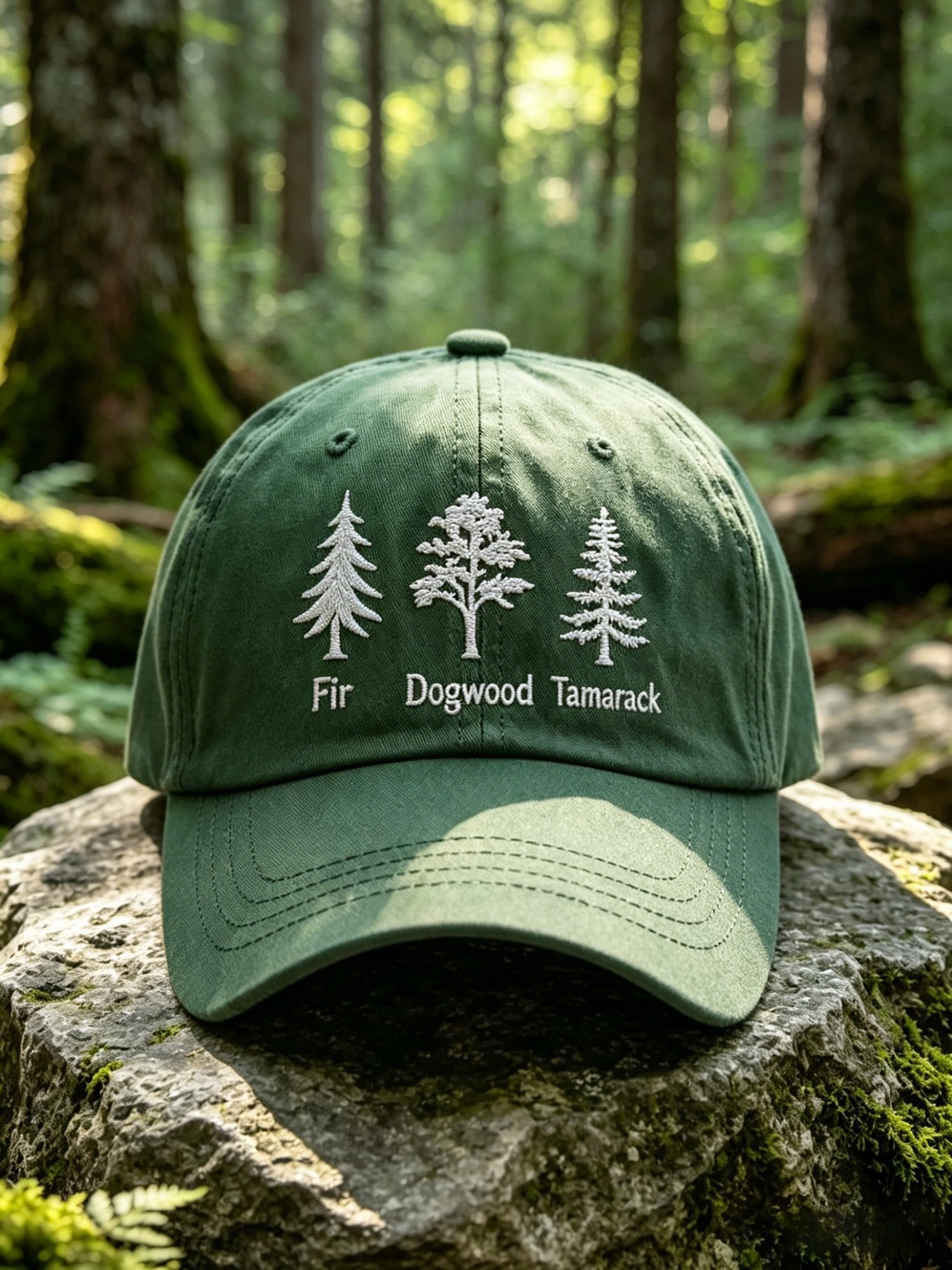Retro Fir Dogwood Tamarack Save The Forest Service Print Baseball Cap