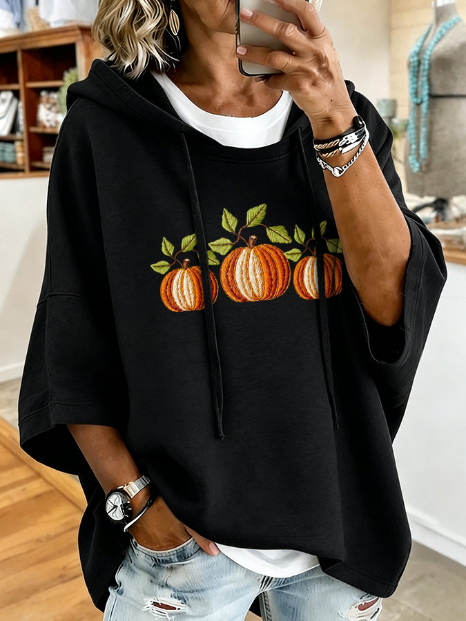Women'S Casual Pumpkin Print Hoodie
