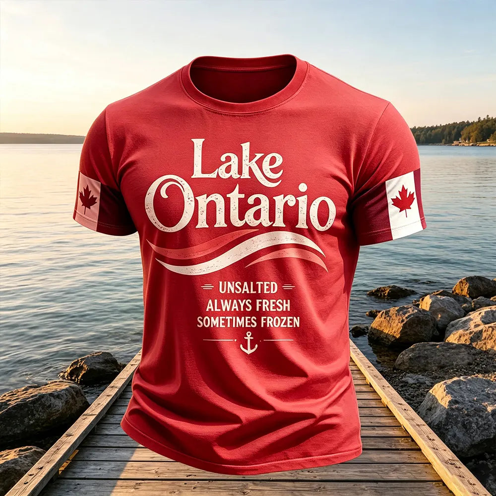 Men's Retro Canada Lake Ontario Printed T-shirt