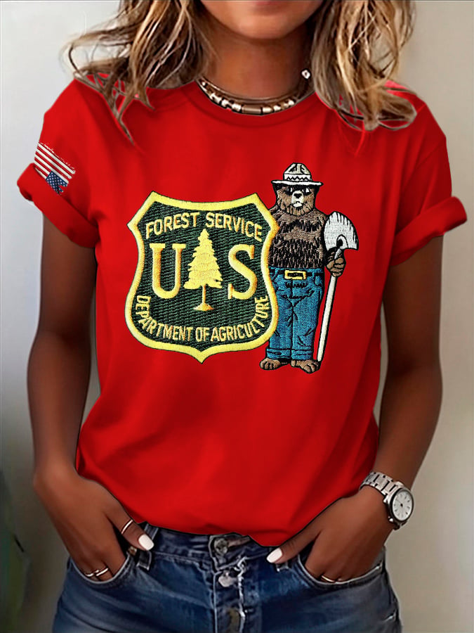 Retro Save The Forest Service Print T-Shirt