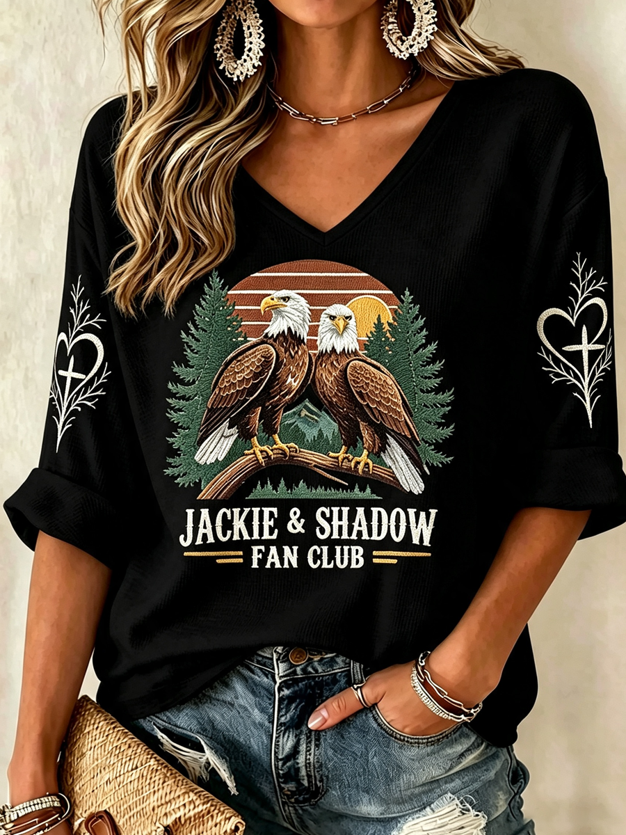 Women'S V-Neck Retro Forever Free Jackie Printed T-Shirt