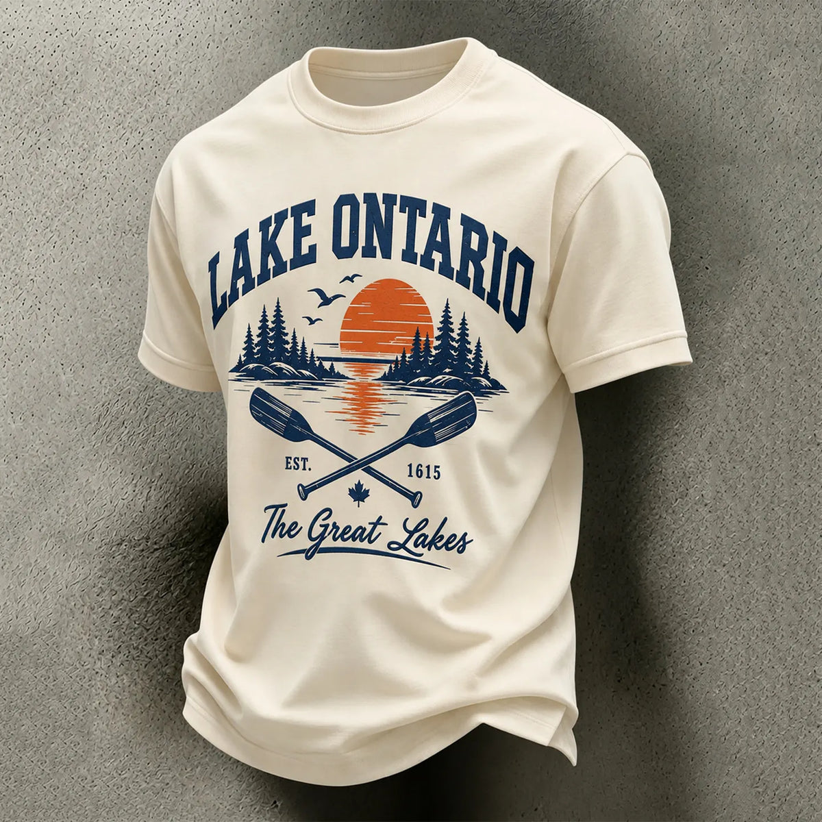 Men's Lake Ontario Always & Forever Print Casual Short-sleeved T-shirt