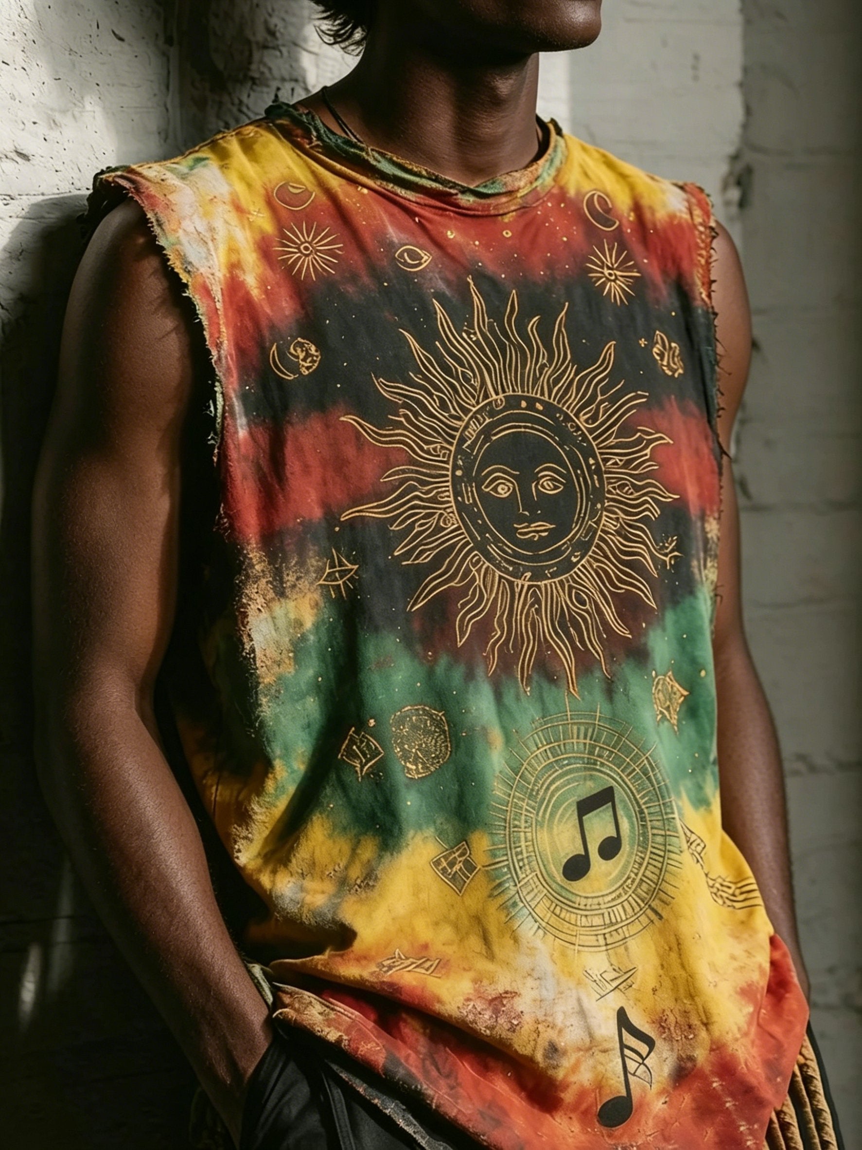 Men's Retro African Abstract Art Print Vest