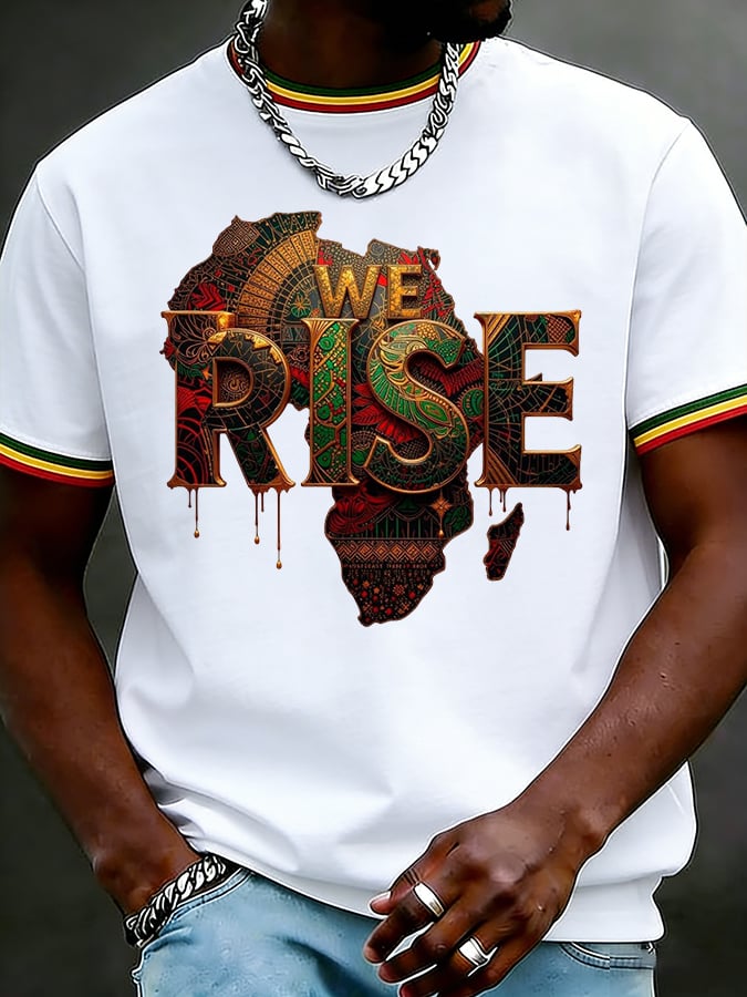 Men's Juneteenth We Rise Printed Casual T-shirt