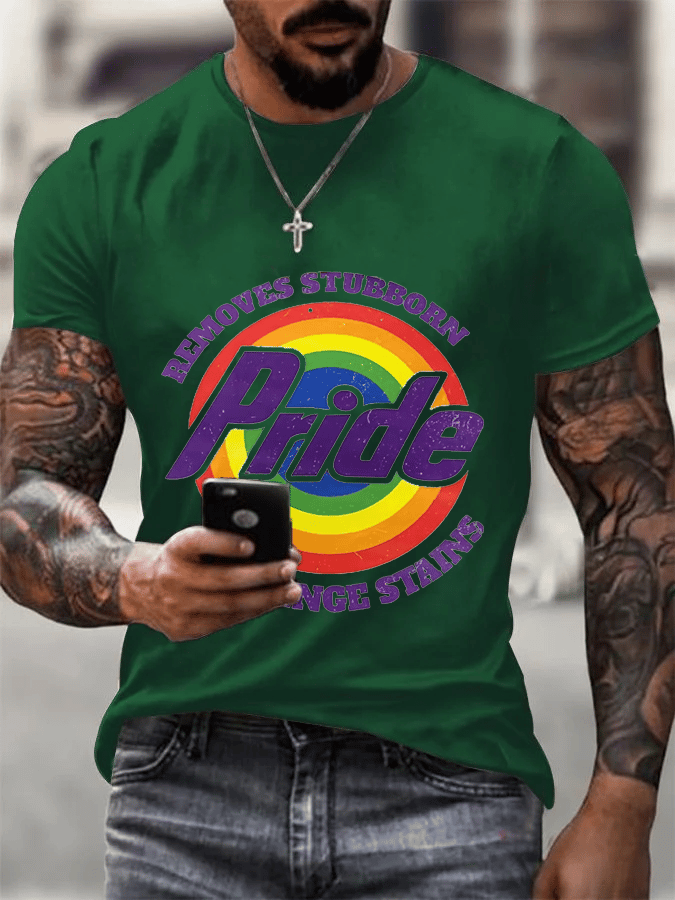 Men's Pride Rainbow Print Casual Crew Neck T-Shirt