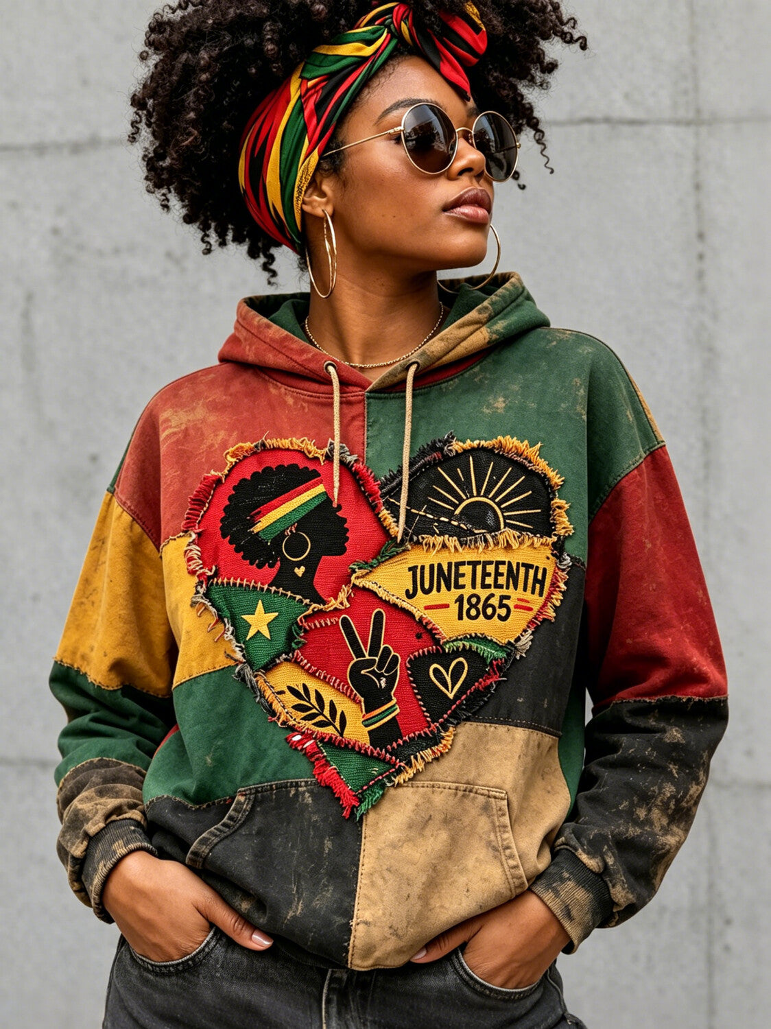 Women's Retro Juneteenth 1865 Art Print Casual Hoodie