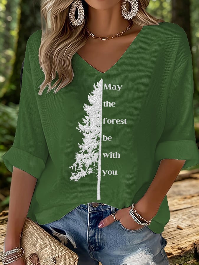 Women's May The Forest Be With You Print Top