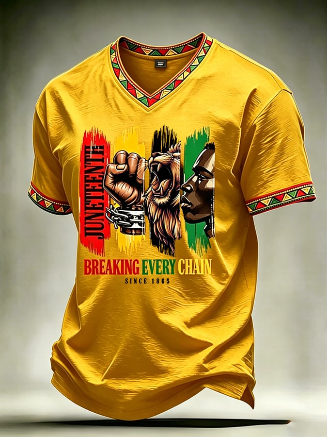 Men's Juneteenth Breaking Every Chain We Rise Printed Casual T-shirt