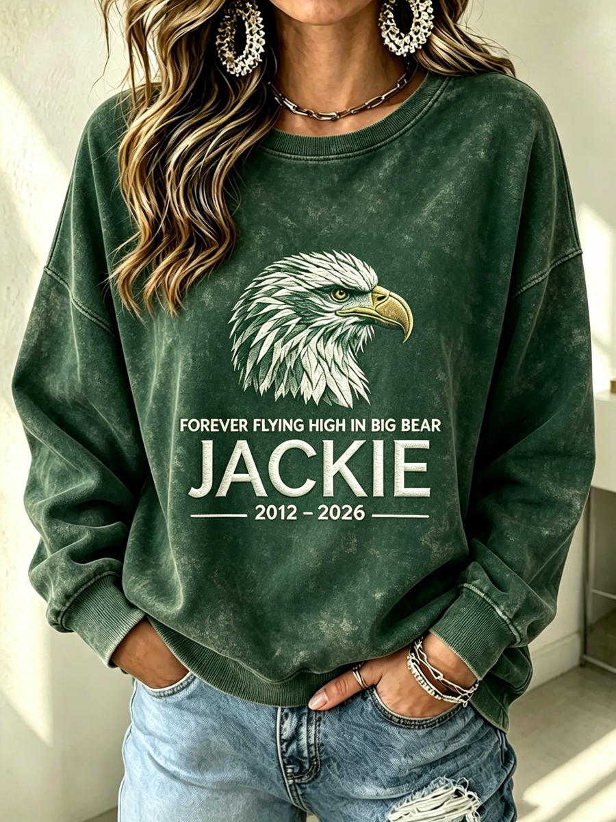 Women'S Retro Eagle Print Round Neck Sports Shirt
