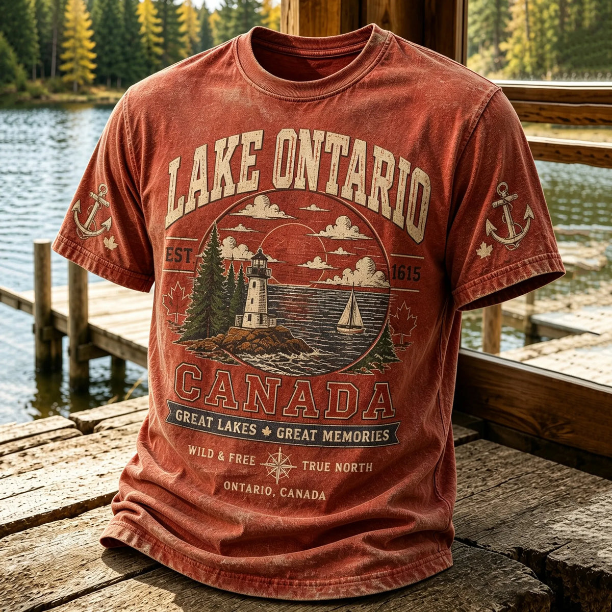 Men's 1615 Ontario Canada Print Casual T-shirt