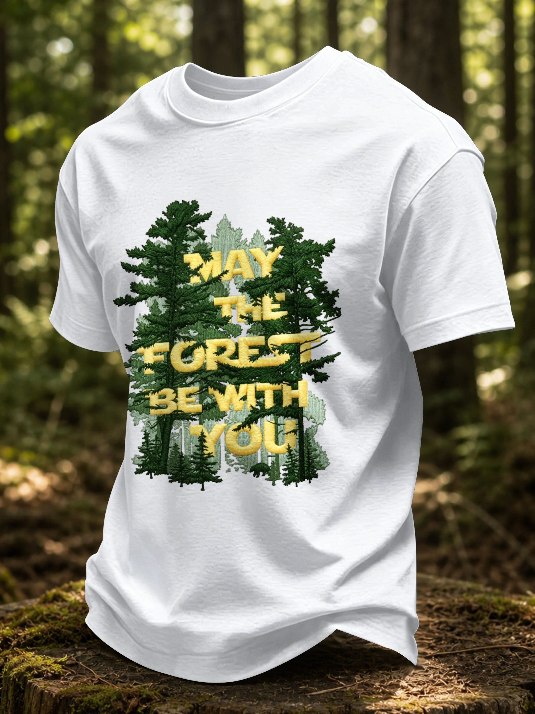 Men's May The Forest Be With You Printed Casual T-Shirt