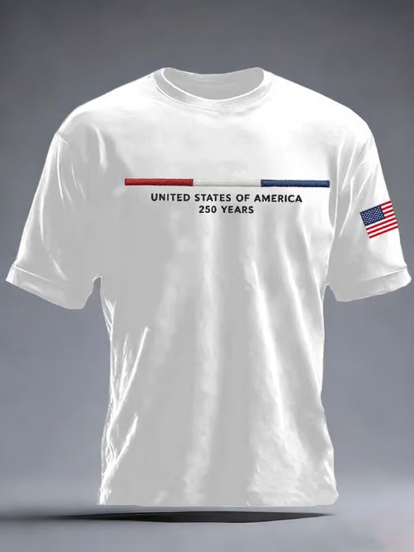 Men's United States of America 250 Years Print Casual T-Shirt