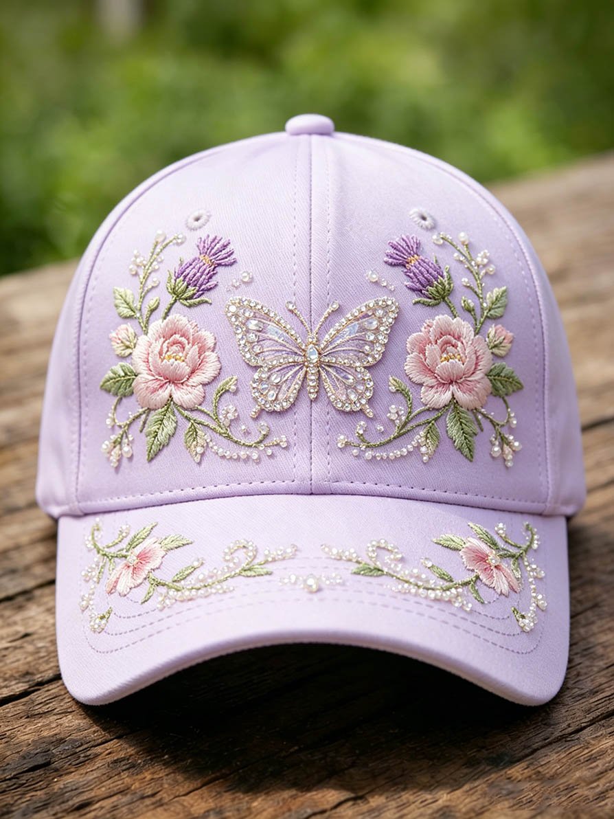 Purple Floral Print Hat (Unisex)