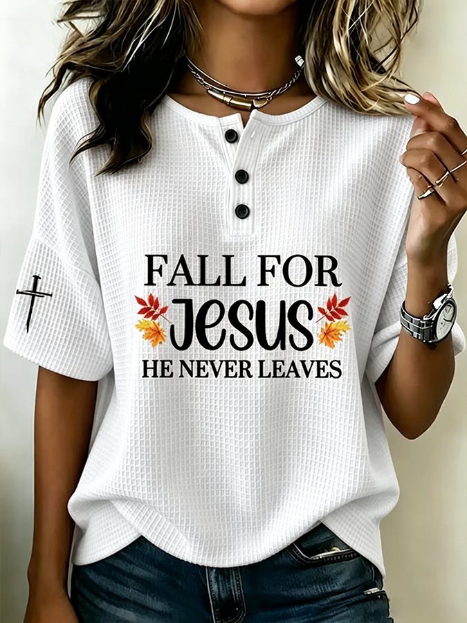 Women's Autumn Faith Print Waffle Top