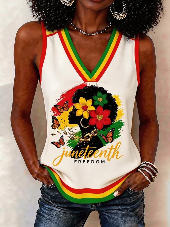 Juneteenth Freedom Day Women'S Black Juneteenth Printed Vest