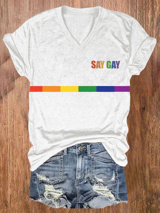 Women'S Say Gay Print Casual T-Shirt