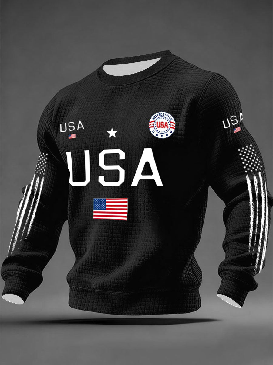 Men's USA Flag Graphic Print Casual Sweatshirt
