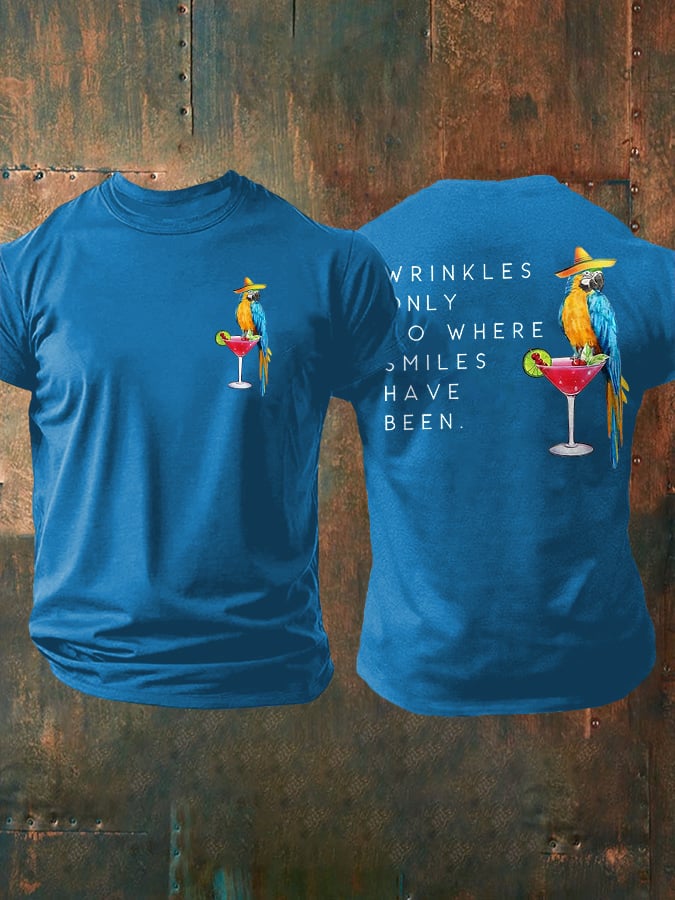 Retro Wrinkles Only Go Where Smiles Have Been Print T-Shirt