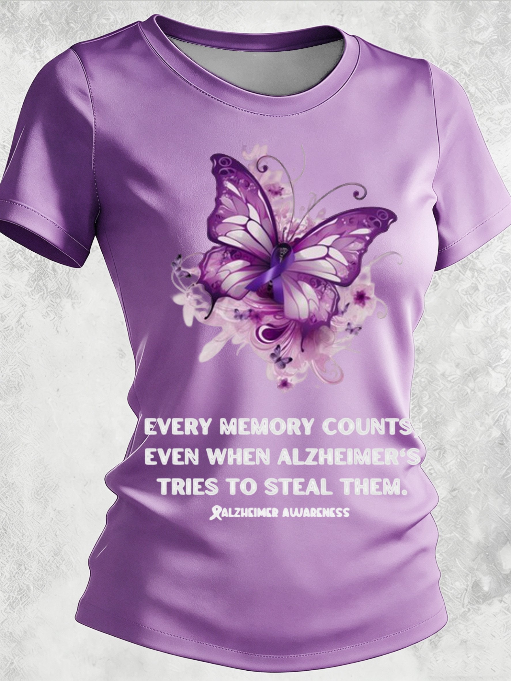 Women's Alzheimer's Awareness Print Casual Crewneck Top