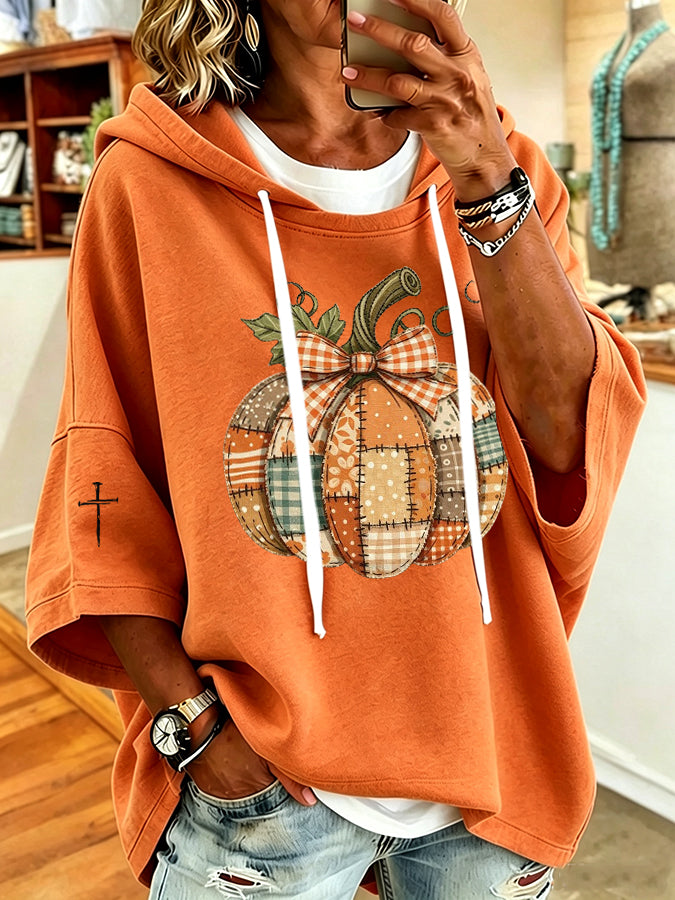 Women'S Vintage Pumpkin Print Hoodie