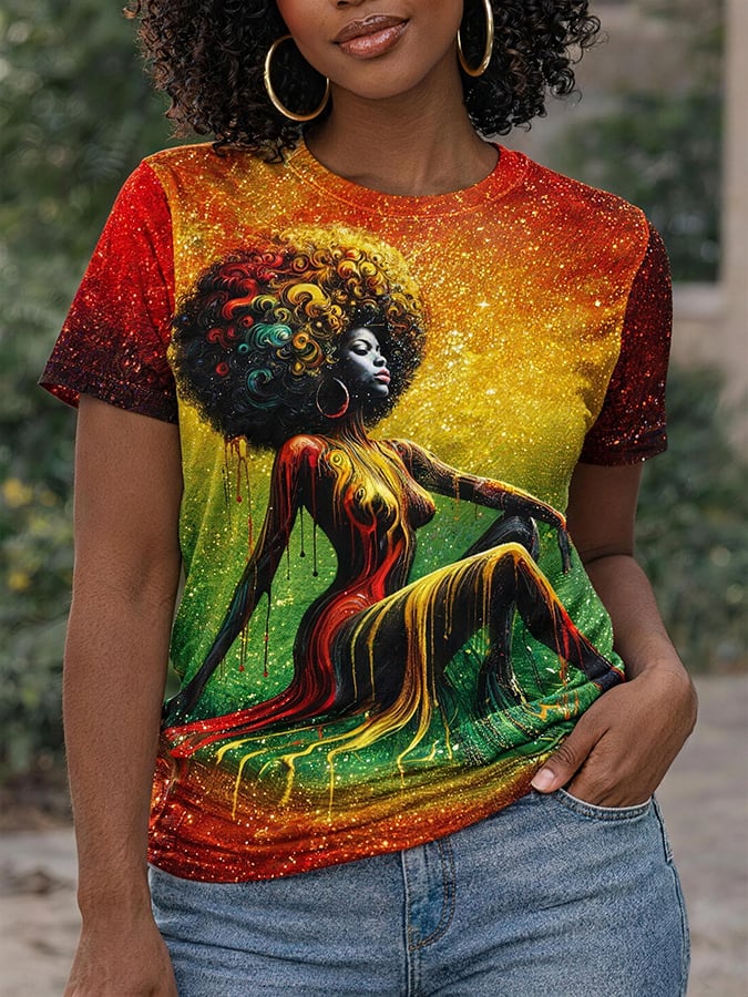 Women's Juneteenth Print Casual T-shirt