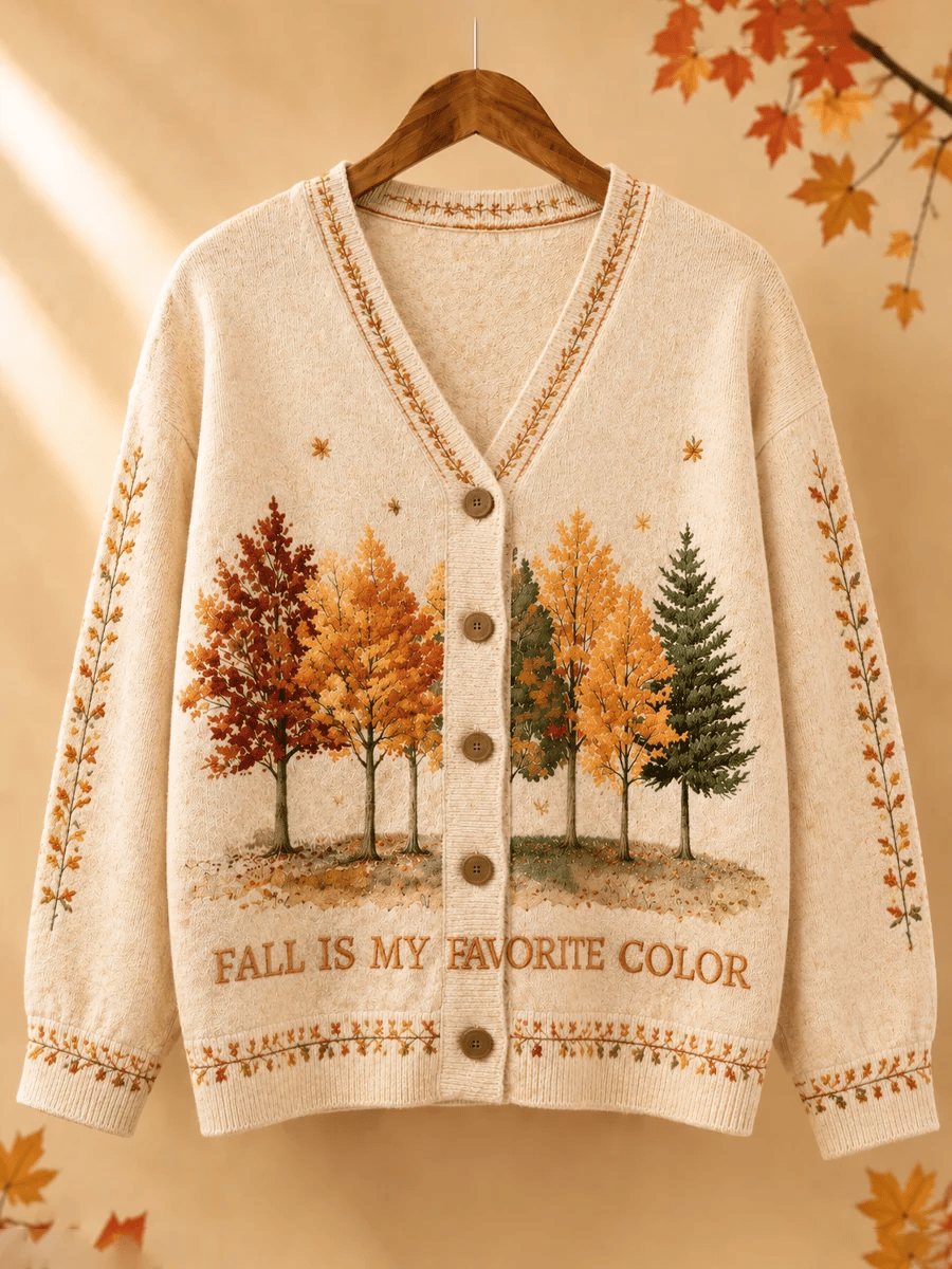 Women's Fall Patchwork Pumpkin Print Cardigan