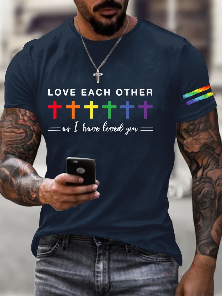 Men'S Crosses Love Each Other Print T-Shirt