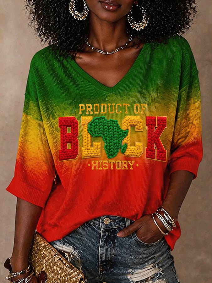 Black History Product: Women'S Black Juneteenth Printed T-Shirt