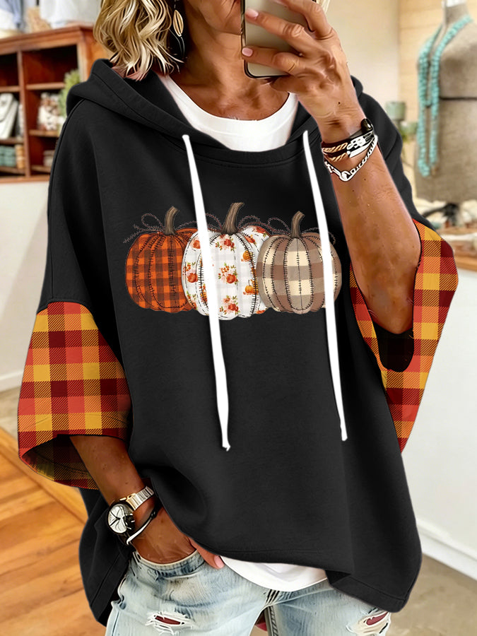 Women'S Vintage Pumpkin Print Hoodie