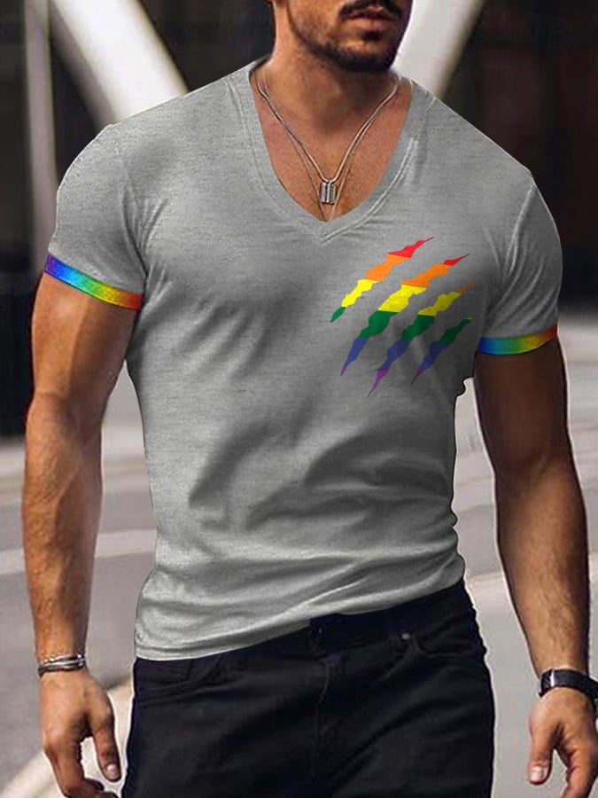 Men's Gay Pride Print V-Neck T-Shirt