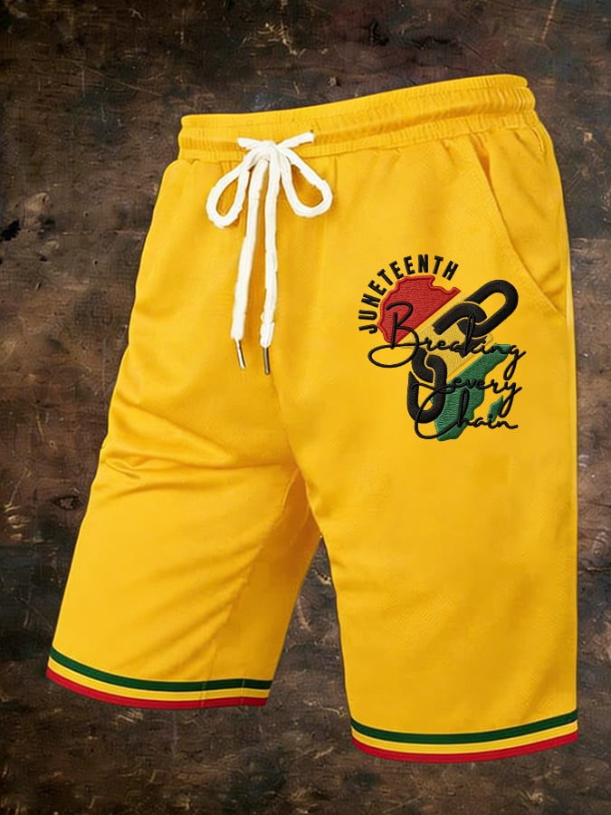 Men's Juneteenth Breaking Every Chain Print Shorts